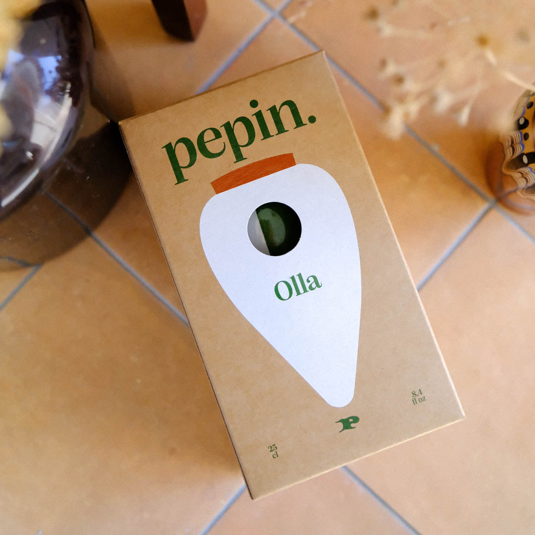 Olla - Green and white stripes