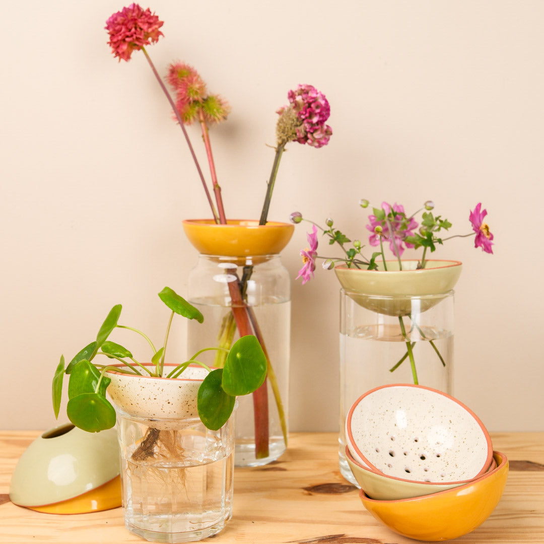 Bobèche Plantes - Blanc grainé