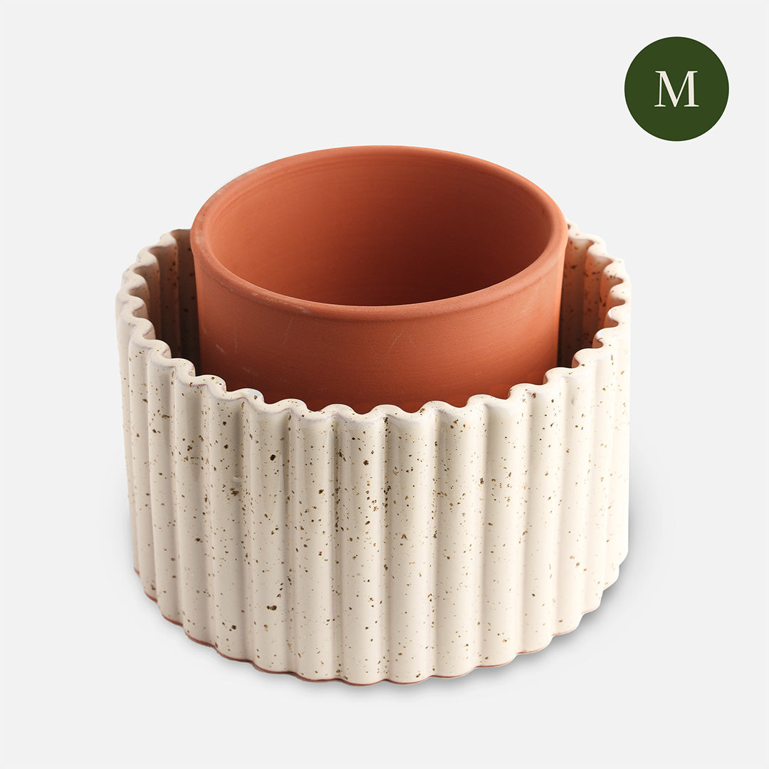 Pot autonome Paula - Blanc grainé