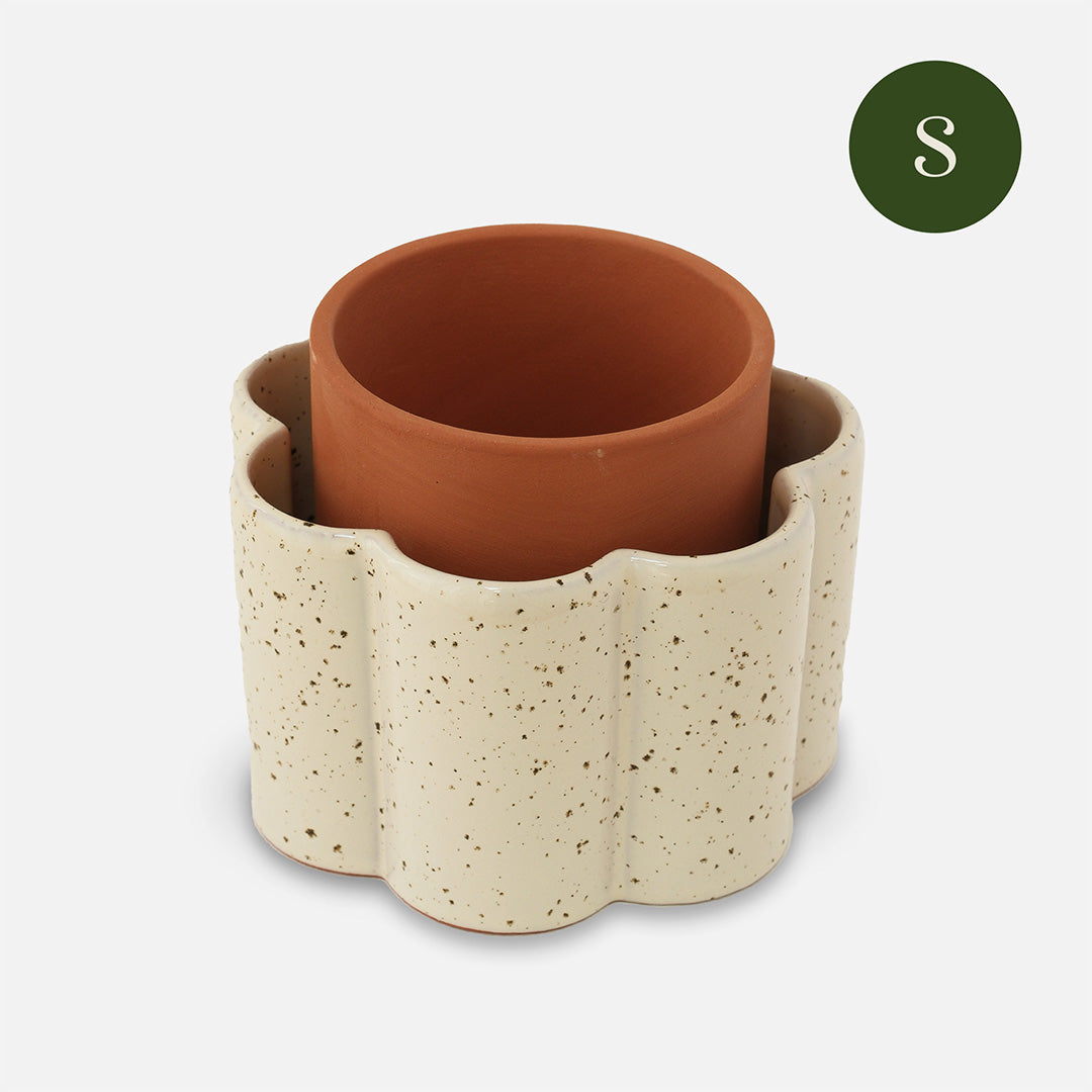 Pot autonome Paulita - Blanc grainé